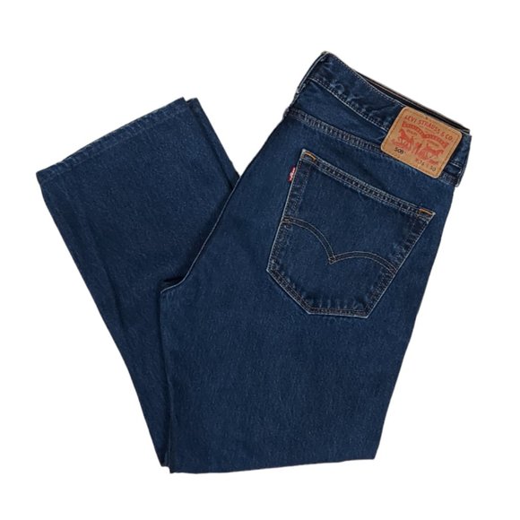 MEN'S LEVI'S 505 REGULAR FIT DARK WASH JEANS (36 X 29) - Picture 3 of 12